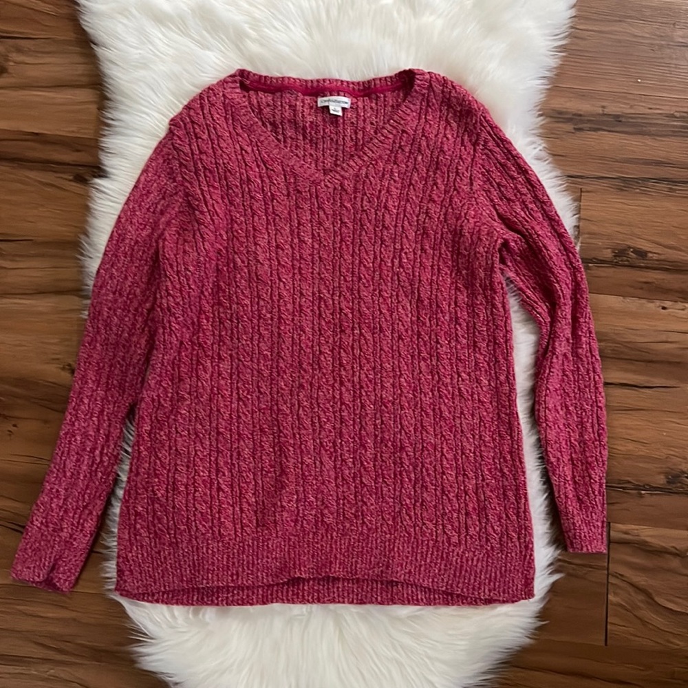 Croft and Barrow Dark Pink Cable-knit Sweater